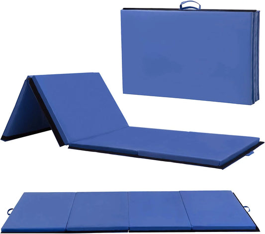 4'X8'X2" New Folding Panel Gymnastics Mat, Perfect for Indoor/Outdoor Exercise(Black)