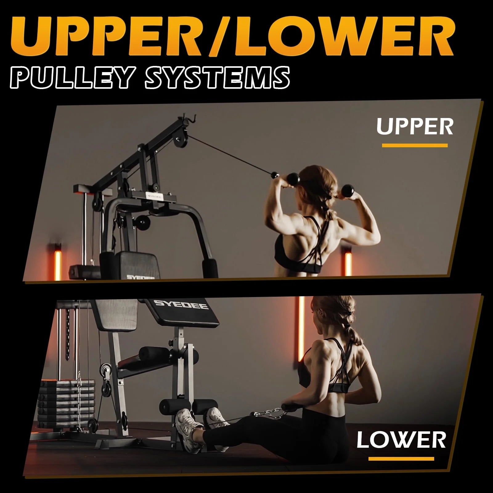 Multifunctional Home Gym System, Home Gym Station with 100LBS Weight Stack, All in One Workout Machine for Full Body Strength Training