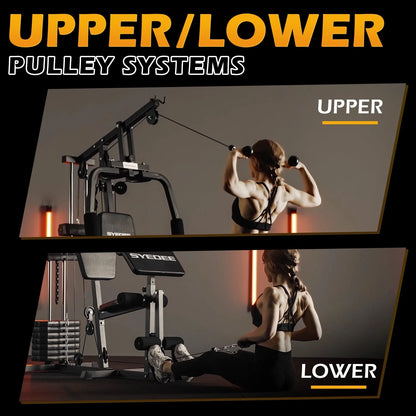 Multifunctional Home Gym System, Home Gym Station with 100LBS Weight Stack, All in One Workout Machine for Full Body Strength Training